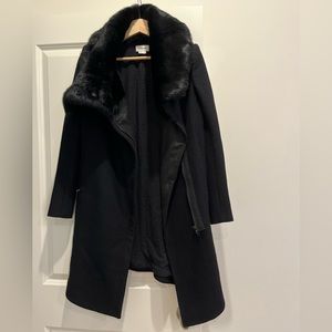 Helmut Lang slim fur trim coat